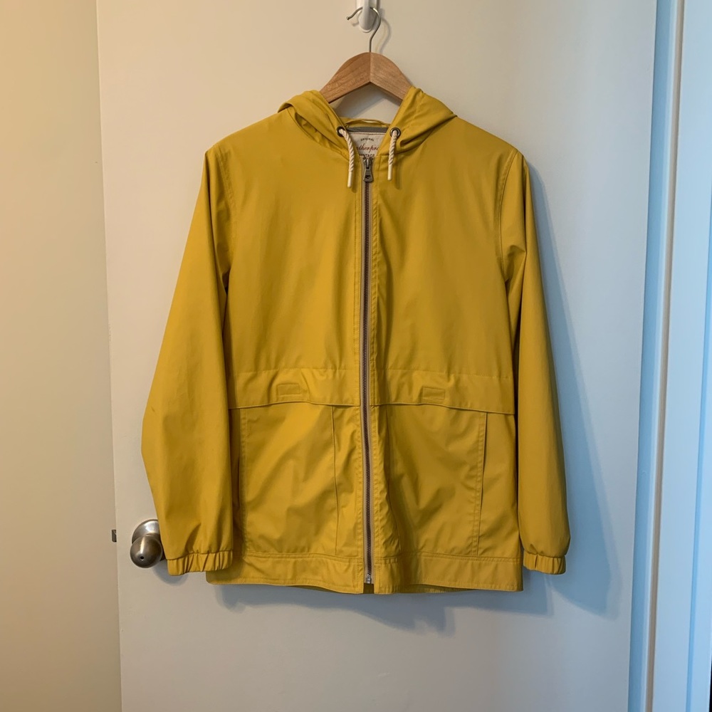 Yellow Zip-up Raincoat with Hood